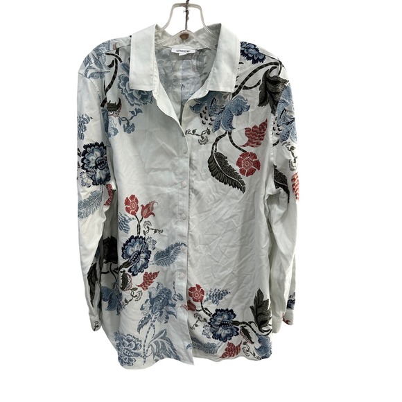 Chico's Women's Floral Button Up Long Sleeve Top Size 3 US 16 - Picture 1 of 5